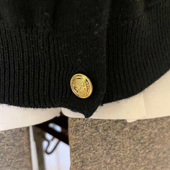 VTG KERRI N KELSEY BLACK CARDIGAN WITH GOLD BUTTONS SIZE M - Picture 4 of 9